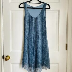 Carla Conti Blue 100% Silk Snake Print Tank Dress Size Small